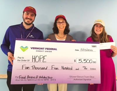 Vermont Federal Contributes $5,500 To Support HOPE