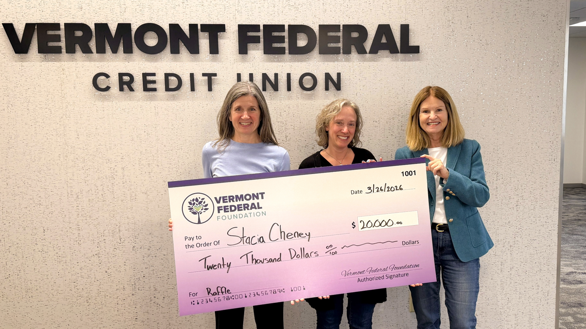 Vermont Federal Foundation Raffle Winner