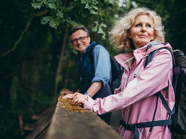 senior couple on nature walk